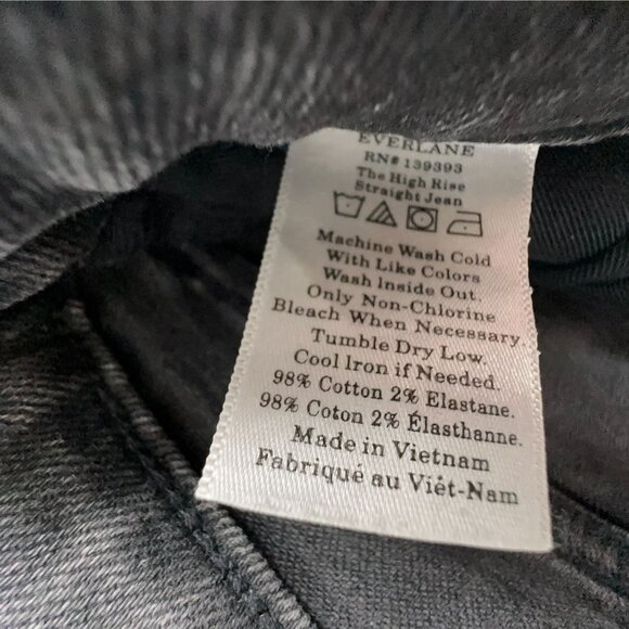 Everlane High Rise Straight Leg Jeans Womens Size 25 Regular Charcoal Wash Black - Picture 7 of 13